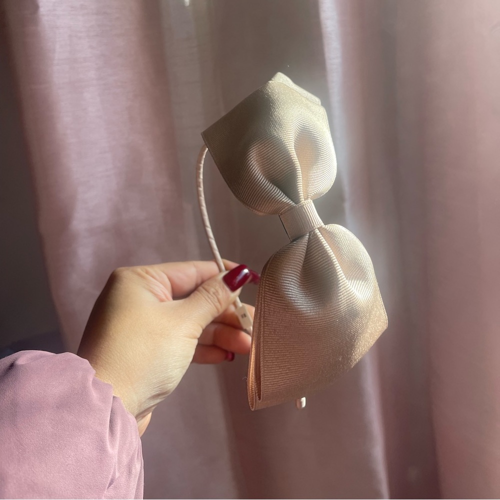 Beige big bow headband